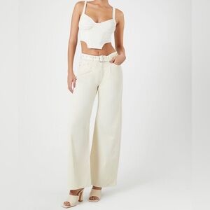 Forever 21 Cream Wide Leg Pants